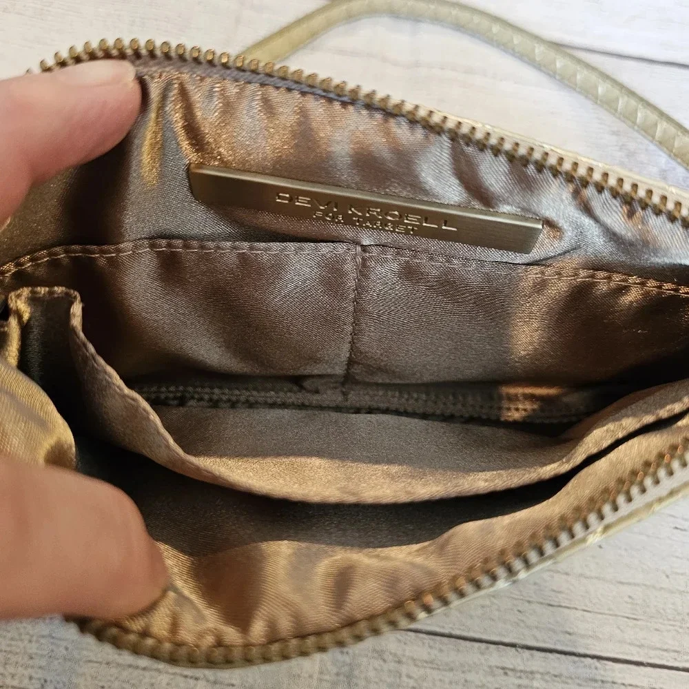 Devi Kroell For Target Gold Zip Faux Snakeskin Wristlet Mini Clutch w/ Strap